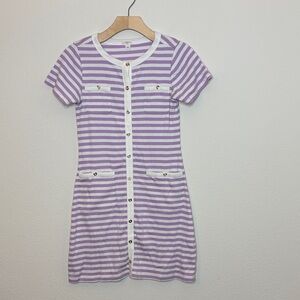 CREWCUTS Purple and White Striped Kids Dress